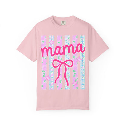 Mama Pink Bow T-Shirt — Cute Pastel 'mama' Graphic Tee for Moms, Mother's Day Gift