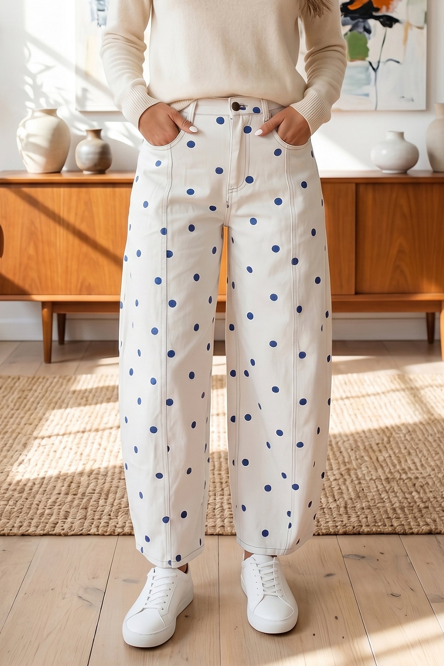 Polka Dot Barrel Casual Jeans