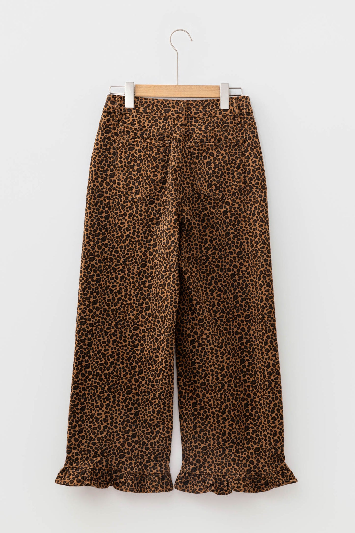Brown Leopard Print Ruffled Hem Shift Jeans