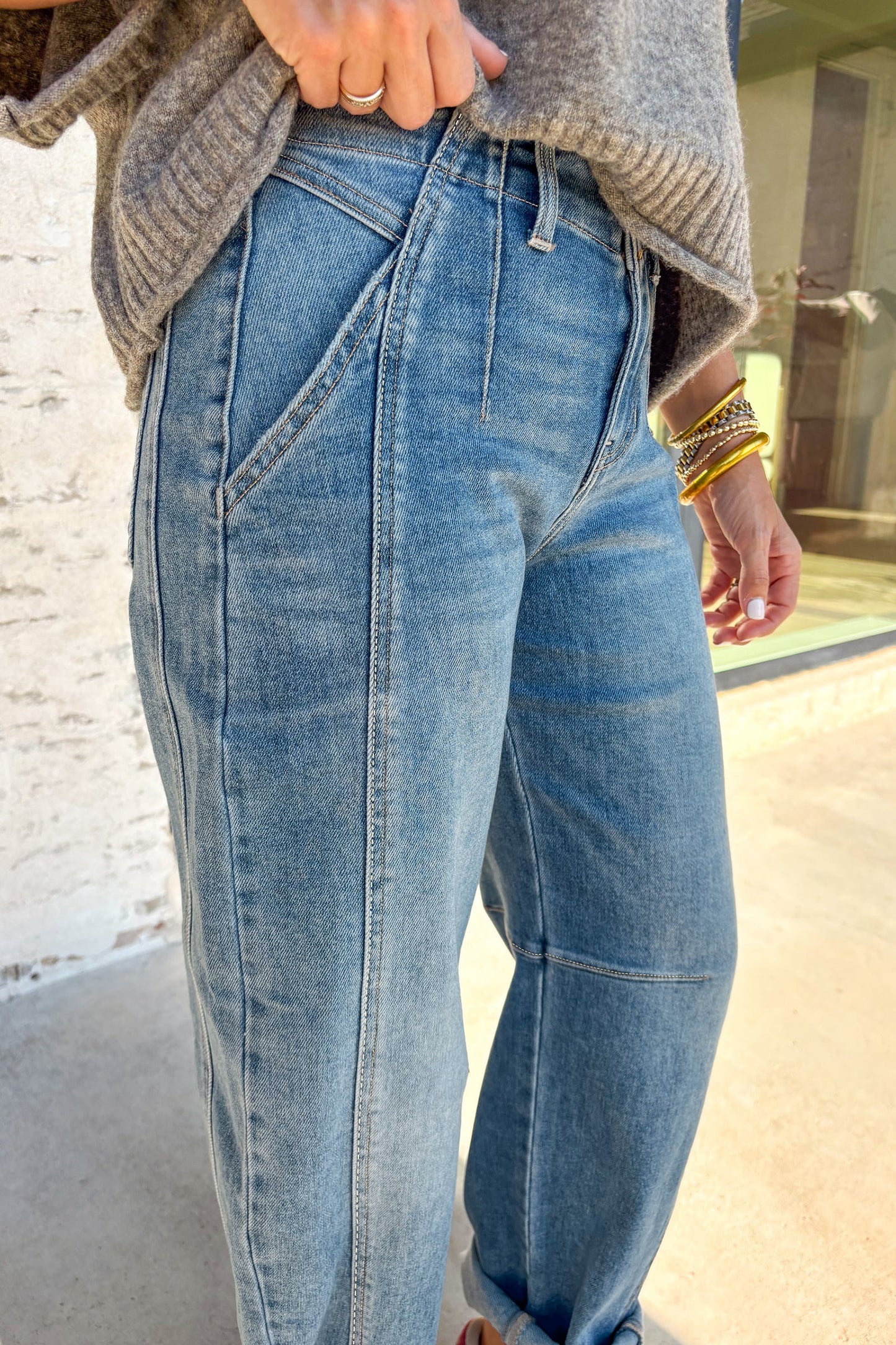 Cuffed Barrel Jeans