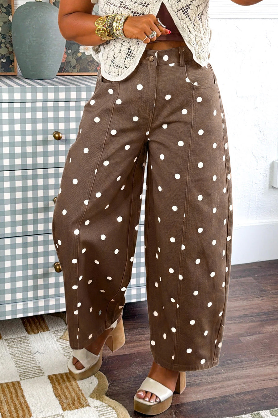 Polka Dot Barrel Casual Jeans