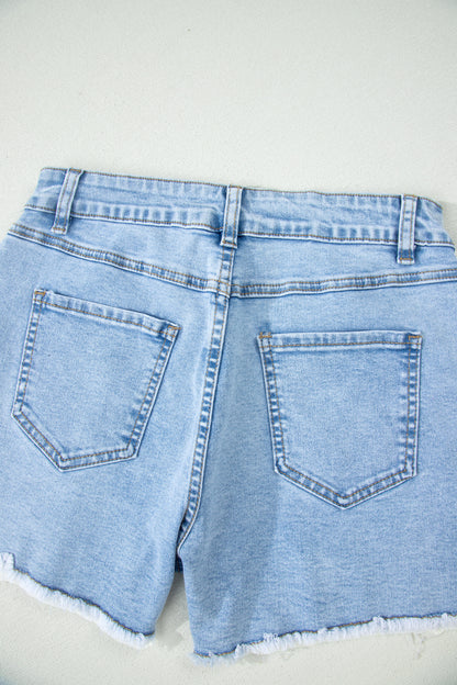 Myosotis High Waist Frayed Denim Shorts
