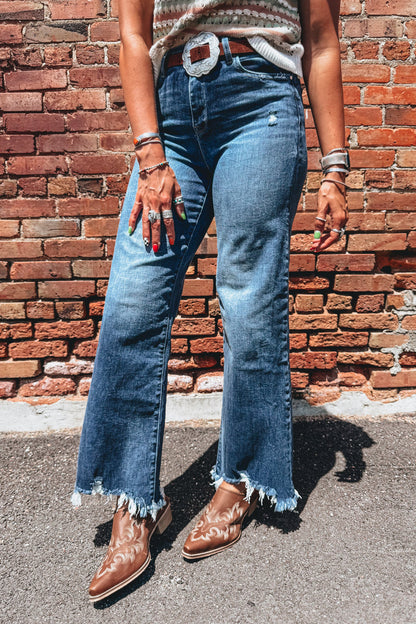 Ashleigh Blue High Waist Frayed Hem Flare Jeans