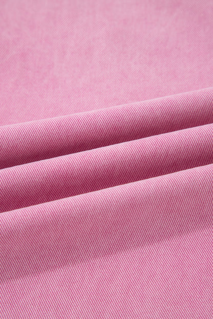 Pink Beaded Side Detail Split Loose Jeans