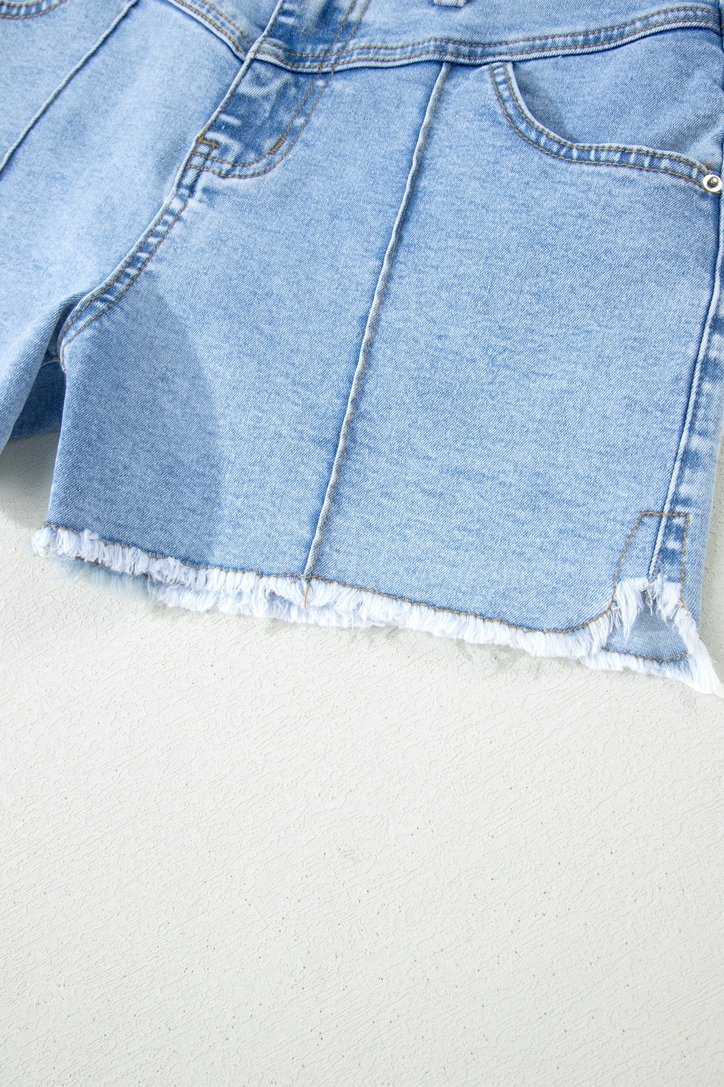 Myosotis High Waist Frayed Denim Shorts