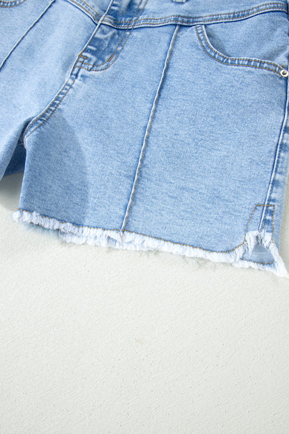 Myosotis High Waist Frayed Denim Shorts