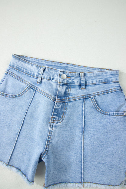 Myosotis High Waist Frayed Denim Shorts