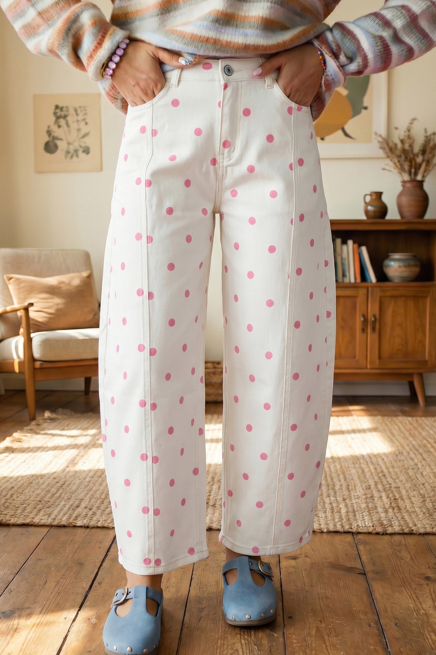 Polka Dot Barrel Casual Jeans
