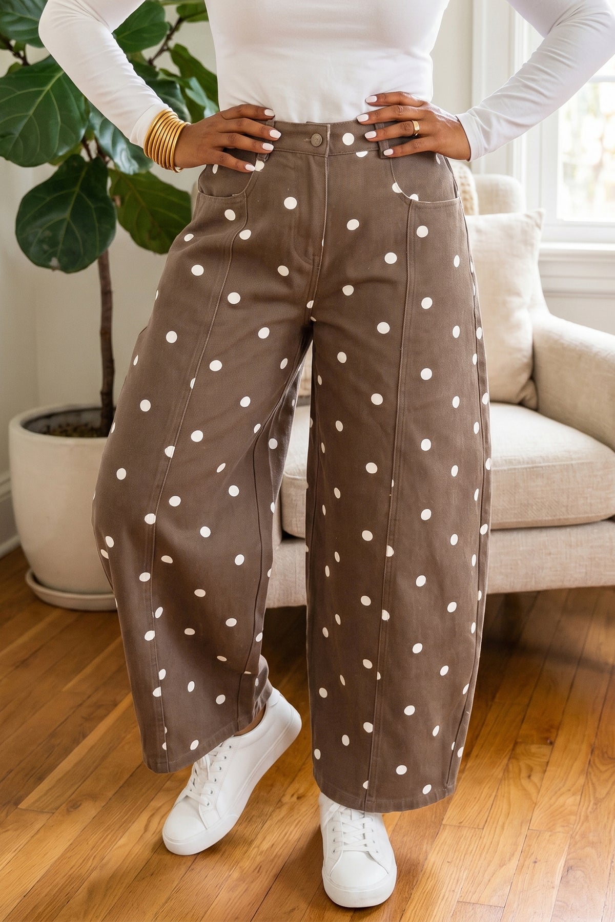 Polka Dot Barrel Casual Jeans