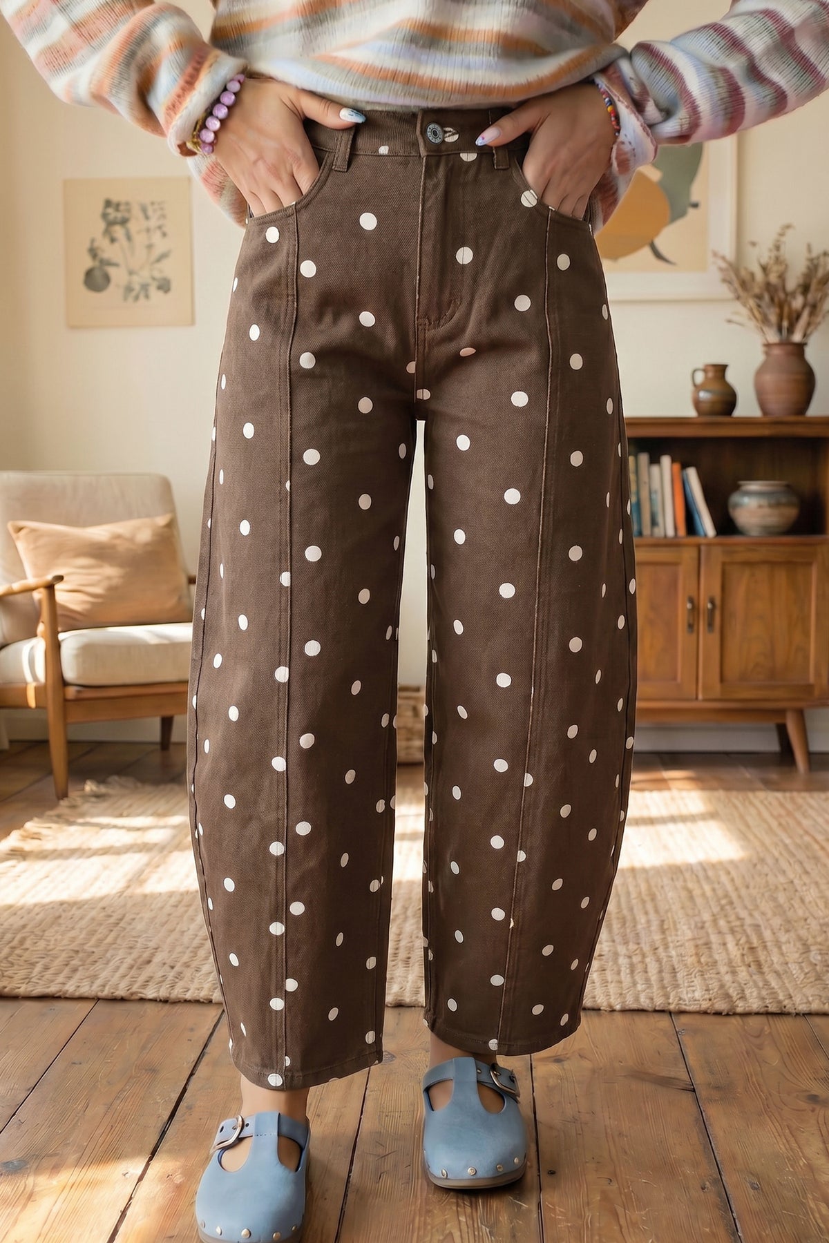 Polka Dot Barrel Casual Jeans