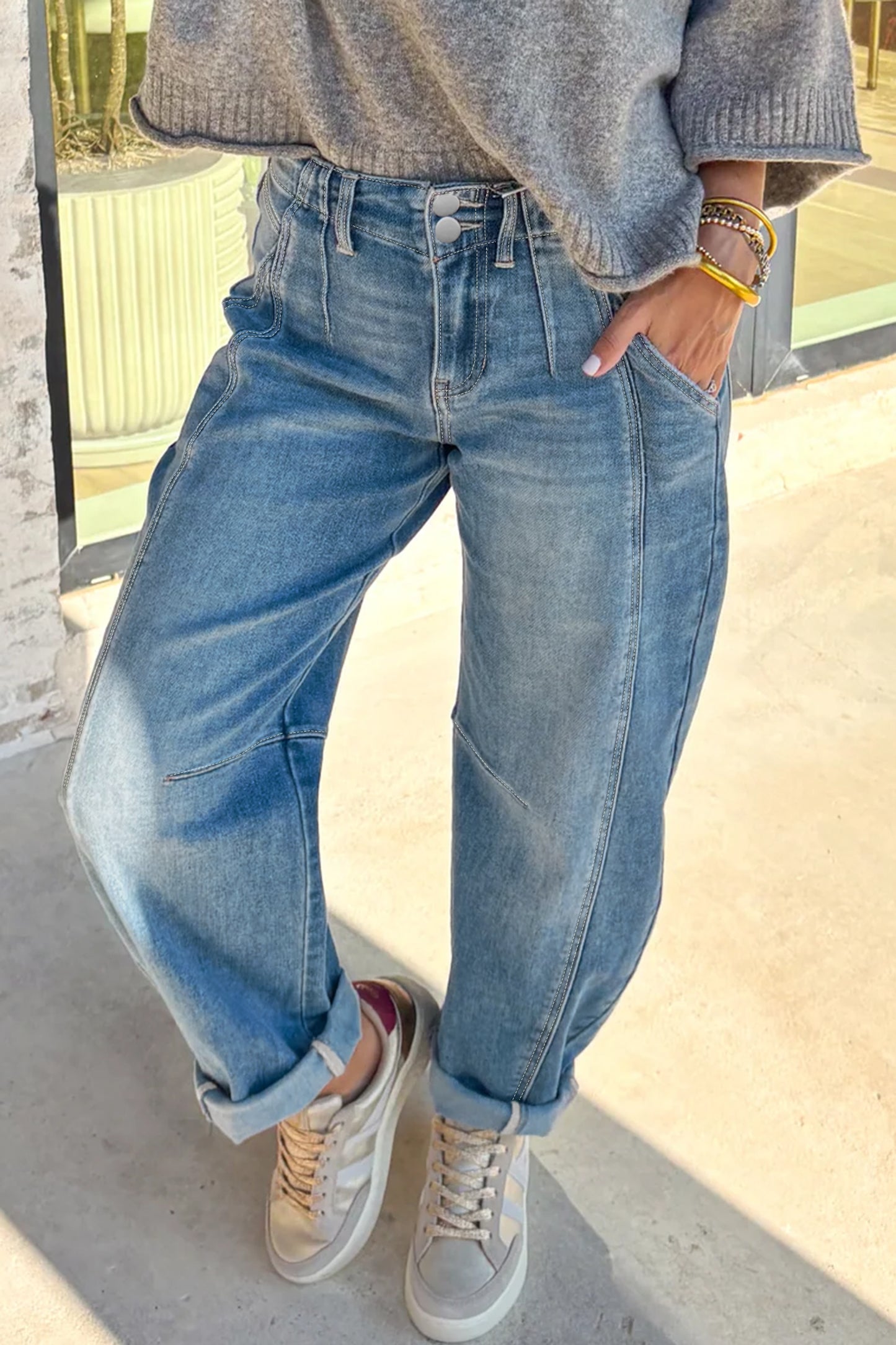 Cuffed Barrel Jeans